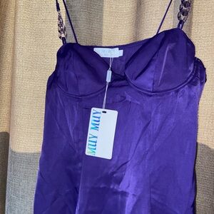 Mily Mily Women's Purple Satin Chemise